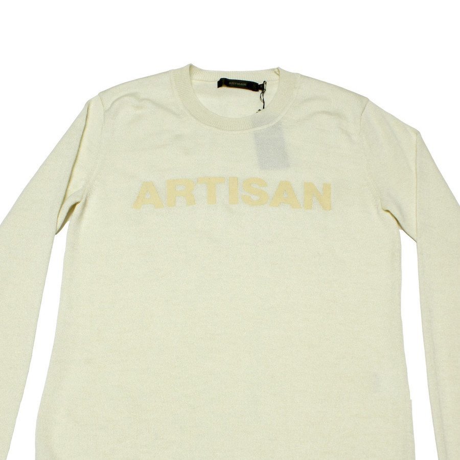 新品正規70％OFF ARTISAN アルチザン 日本製 ニット セーター M 白 カシミア90％使用 カシミアウール キュートロゴ_画像2