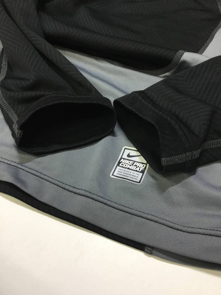 ナイキプロコンバット NIKE PRO COMBAT インナーコンプレッションシャツ 長袖 Lサイズ ブラック グレー 