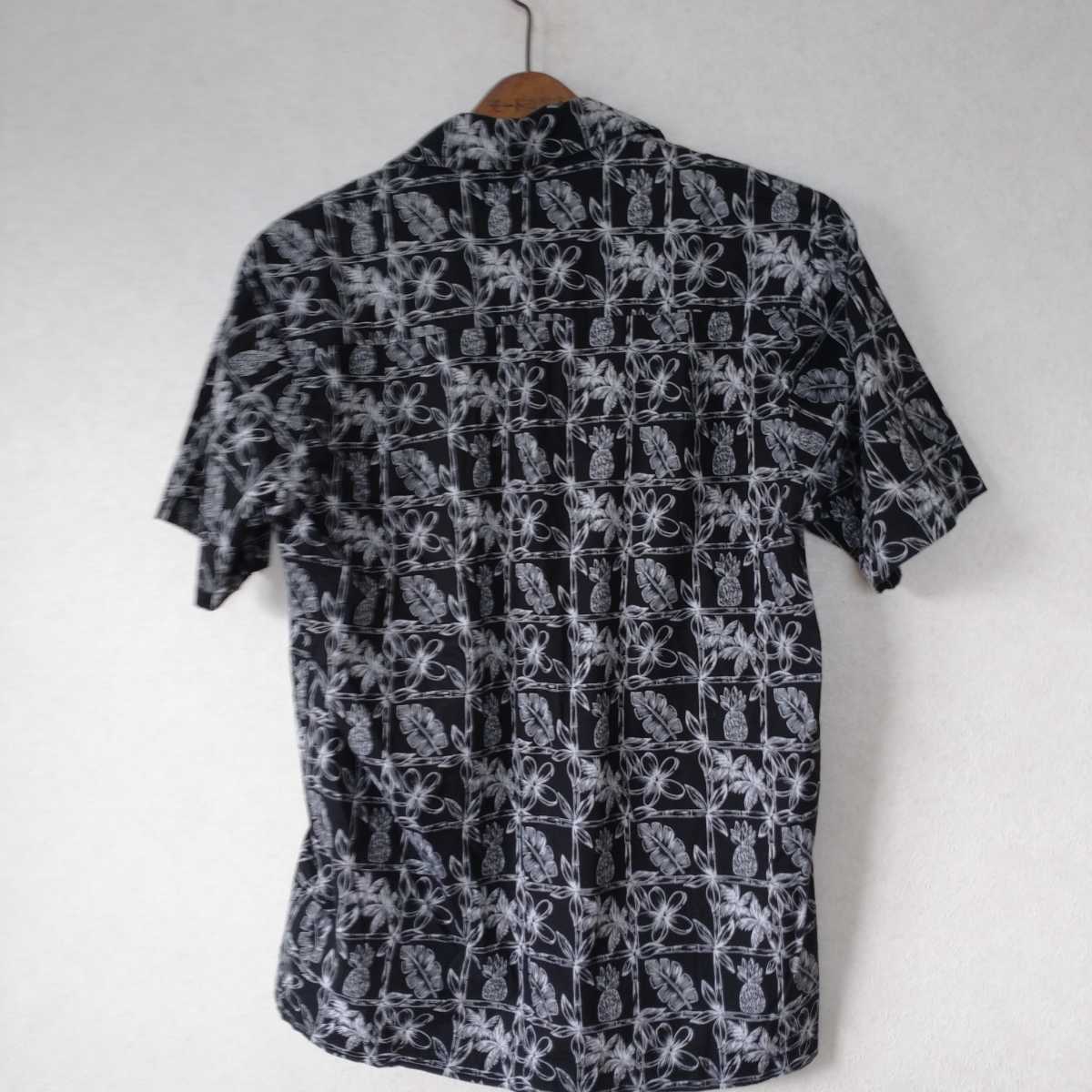 ハワイ アロハシャツ パイナップル 黒 SM