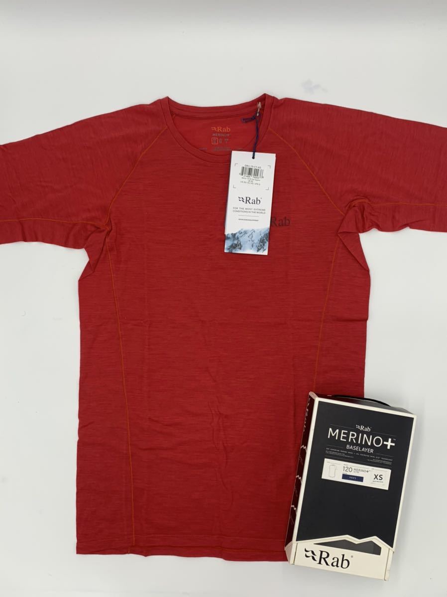 Rab ラブ メンズMerino + 120 半袖Tシャツ サイズXS カラー Cayenne 
