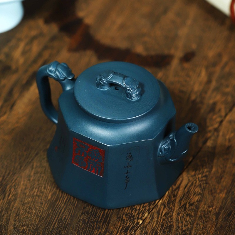 ティーポット陶器 陶芸 置物 中国骨董 珍品 陶製 在銘 ヴィンテージ 贈り物 陶 伝統的 後手急須 横手 カンフー ポット 中国茶 唐物 lh826