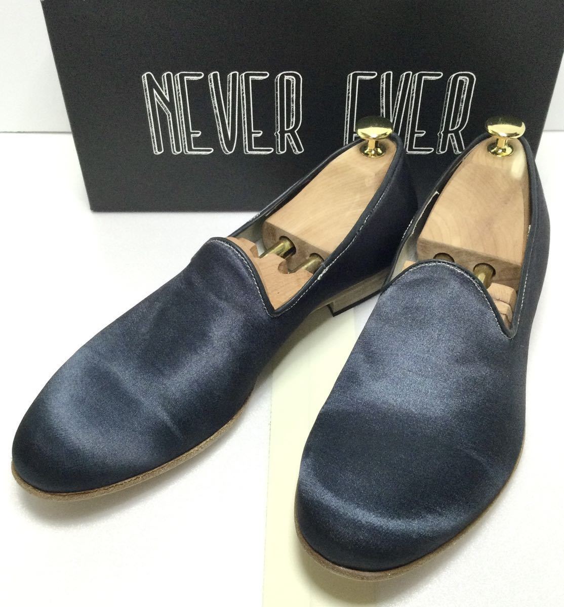 新品「NEVER EVER」“SLIPPERS DEGRADE” グラデーション スリッポン P.Nero×Grigio SIZE:42/約27.0cm イタリア製