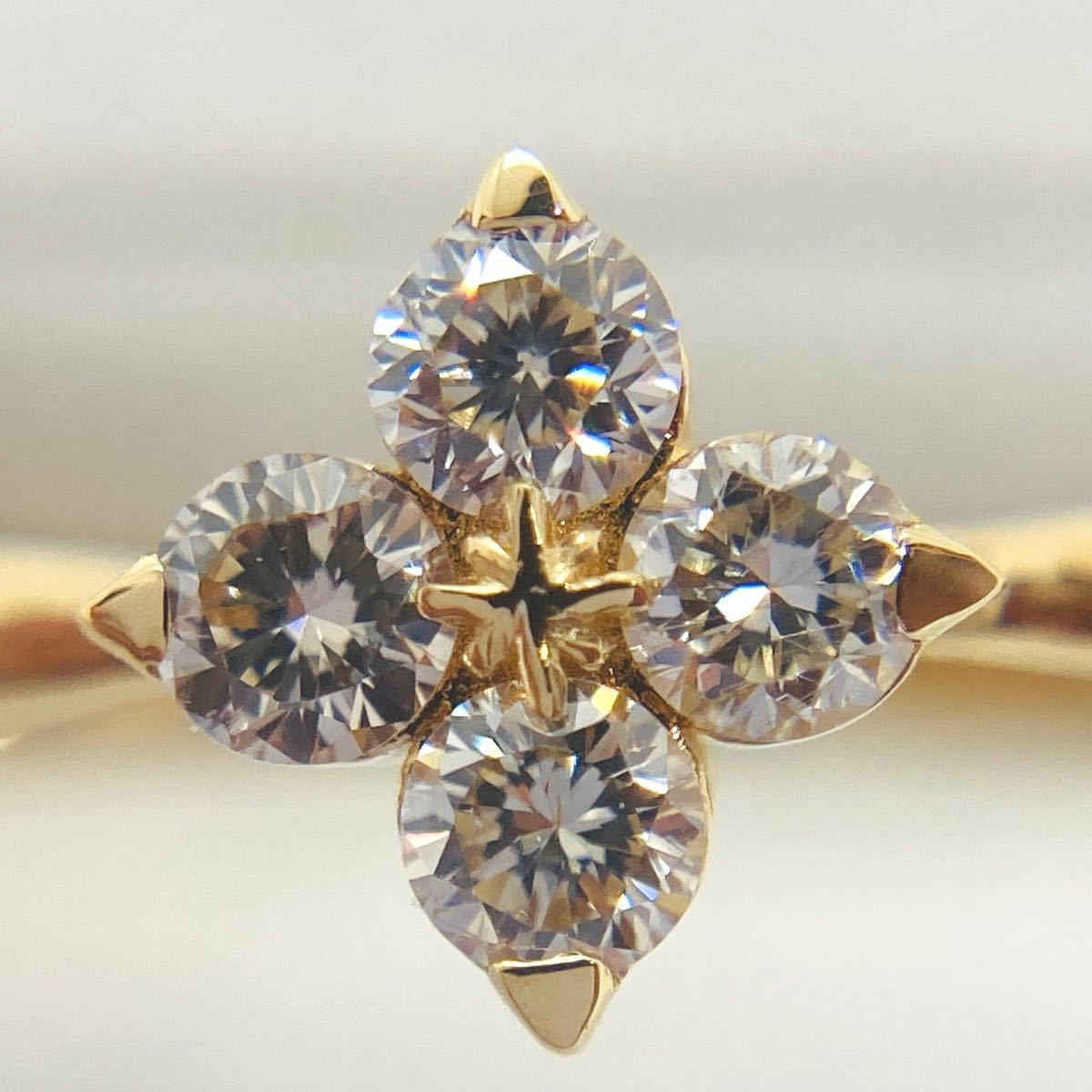 新品 K18イエローゴールド ダイヤモンド付 リング D:0.13ct ※リング1本