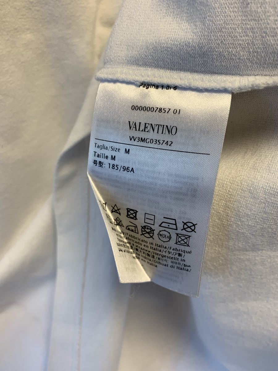 正規 20SS VALENTINO ヴァレンティノ 左肩 VLTN 黒 ロゴ クルーネック Tシャツ カットソー 白 M VV3MG03S742