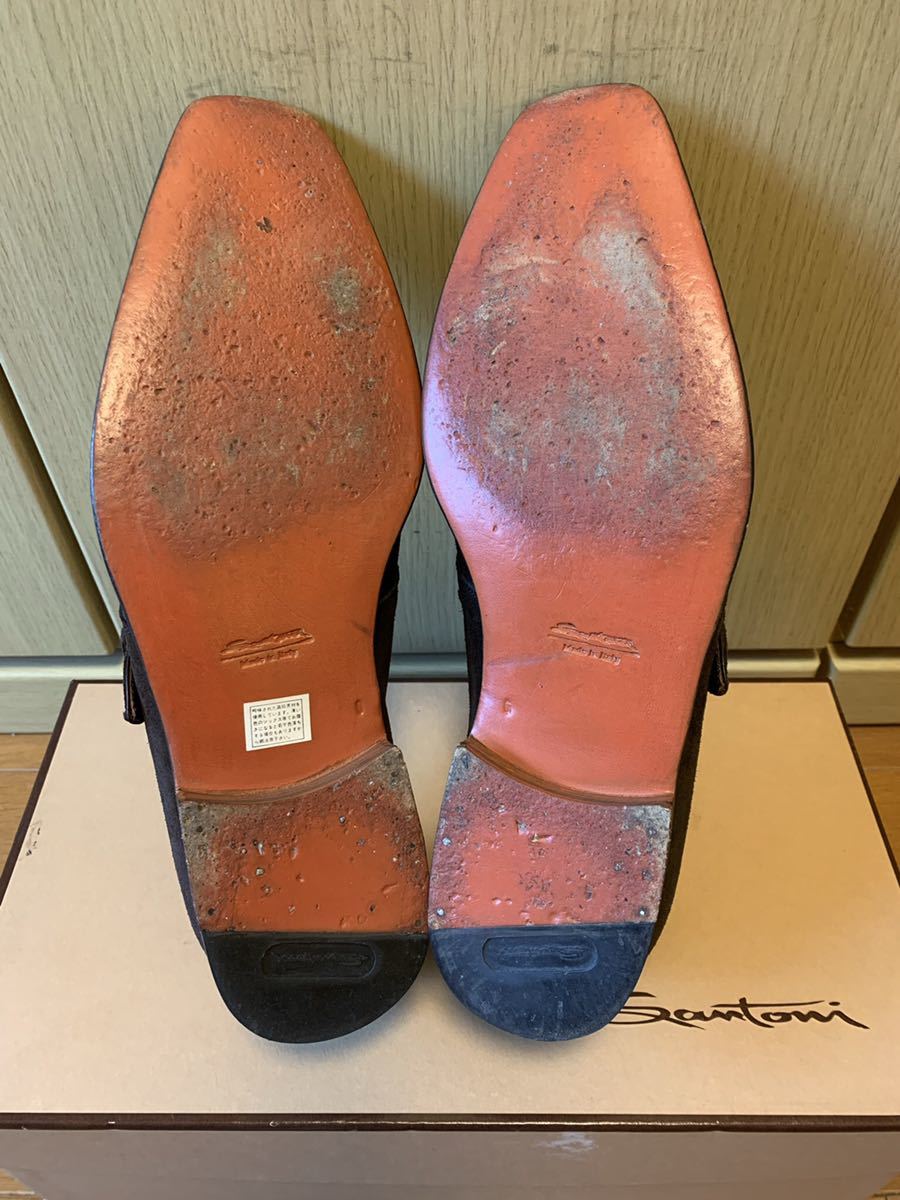 正規 SANTONI サントーニ シングルモンクストラップ スウェード レザー