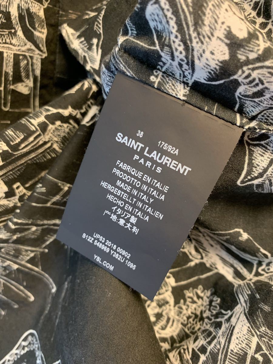正規 19SS Saint Laurent Paris サンローランパリ スカル 総柄 S/S