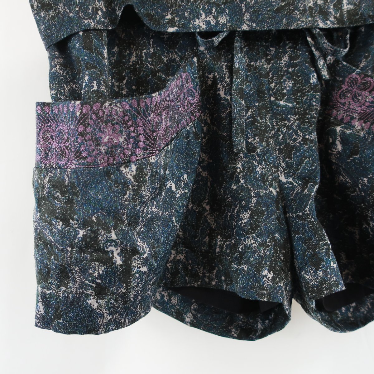 Archi ANOTHEREDITION UNITED ARROWS Arky общий рисунок вышивка лента шорты сделано в Японии темно-синий лиловый темно-синий фиолетовый женский KB1703-309