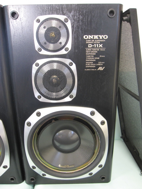 ONKYO オンキョー 3WAY エアサスペンション スピーカーシステム D-11X シリアル同一番号 1987年頃発売品 動作確認済み_向かって右側のスピーカーです