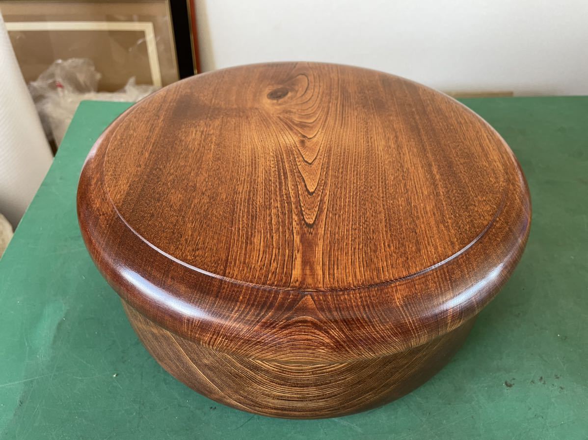 木造 新品◇天然木 欅 丸茶櫃 ちゃびつ 無垢くりぬき 茶道具入 茶道具