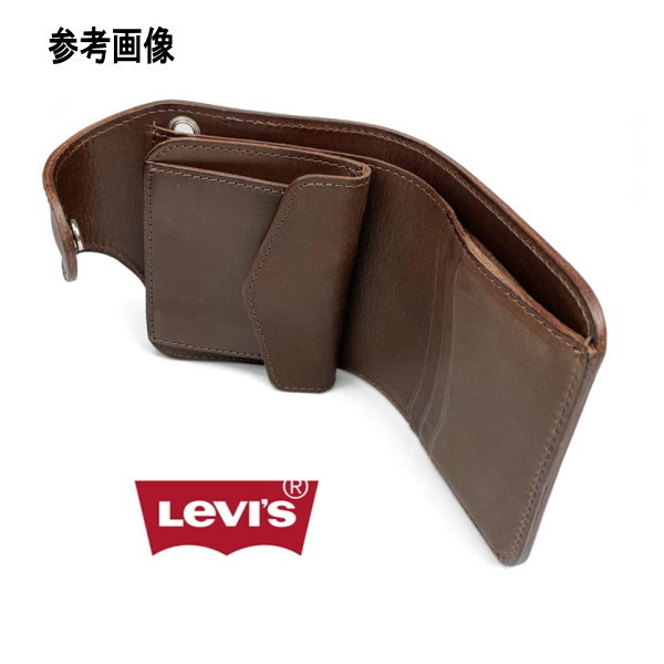 財布 メンズ Levis リーバイス 本革 ウォレットチェーン付き 折り財布 8145 新品 ブラック 黒 牛革 短財布 ショート_画像5