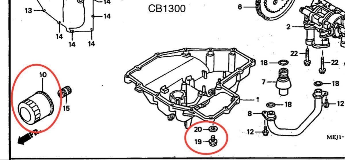 【送料無料】ホンダ純正CB1300スーパーツーリング オイルフィルター ドレンボルト パッキンセット(ガスケット エレメント SC54 )