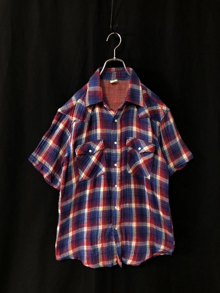 ◆ONE'S GARMENT ガーゼ生地　半袖チェックシャツ M　日本製　USA　70sデザイン　GOOD ON_画像1