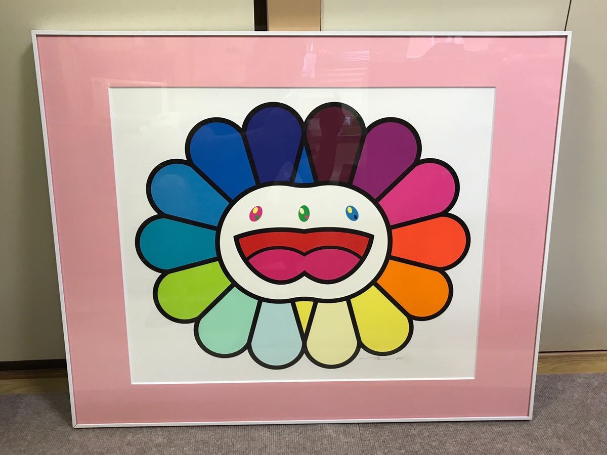 村上隆 マルチカラー ダブルフェイス ホワイト TAKASHI MURAKAMI MULTICOLOR DOUBLE FACE WHITE お花 シルクスクリーン 版画 ed 100