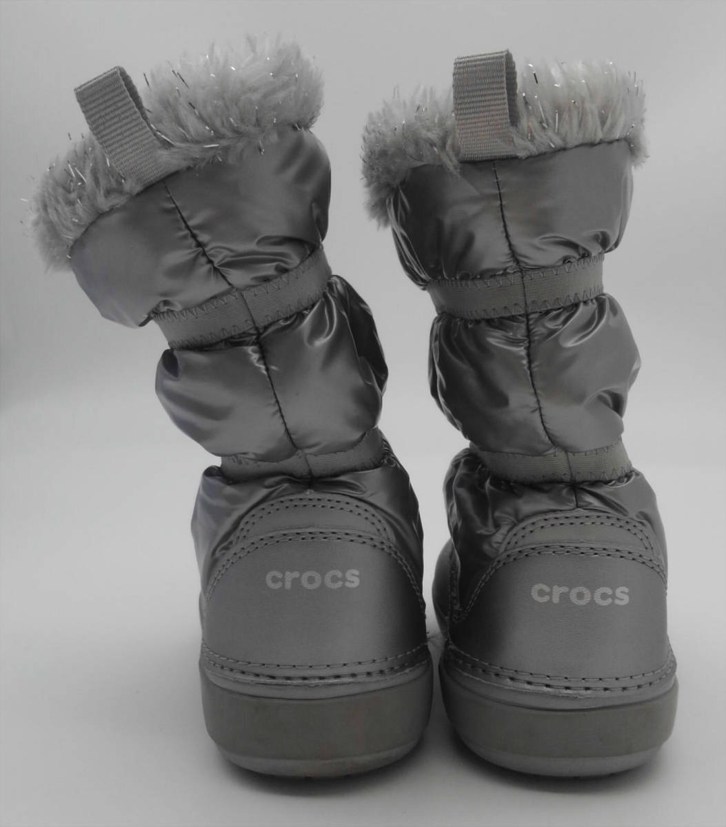 #57_0172[ утиль ][ Crocs ] домик отметка металлик ботинки Kids ( для девочки ) серебряно-металлический C8(15.5cm) C9(16.5cm)