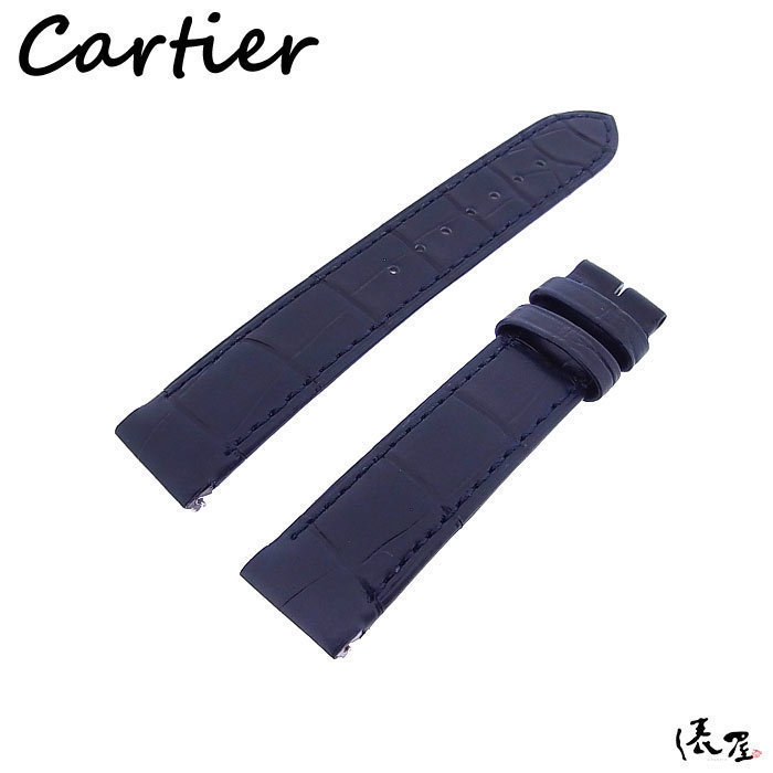 【カルティエ】純正ベルト サントスデュモン 未使用 ダークネイビー Cartier 俵屋 PR50078_画像1