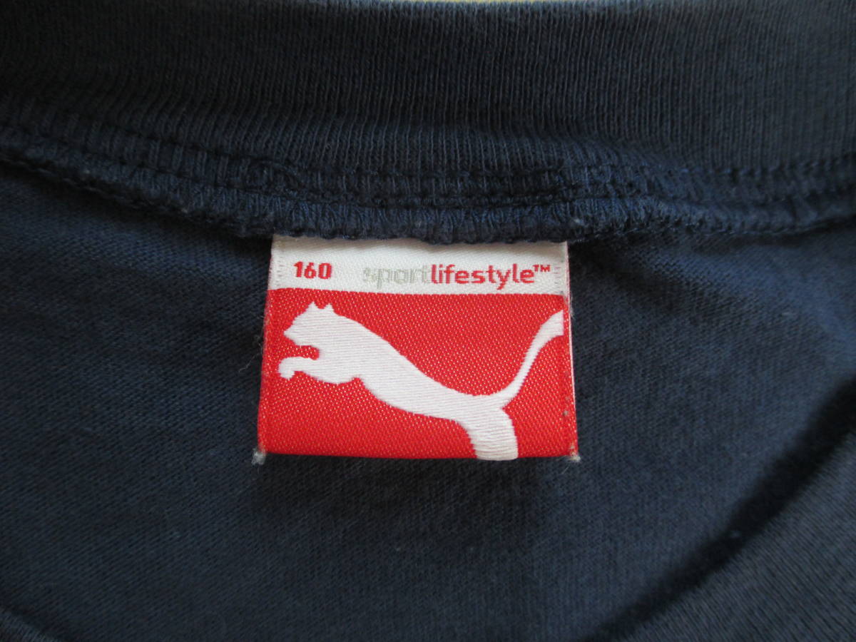  стоимость доставки 180 иен PUMA короткий рукав Logo Mark принт футболка темно-синий 160 ширина 46cm Puma 