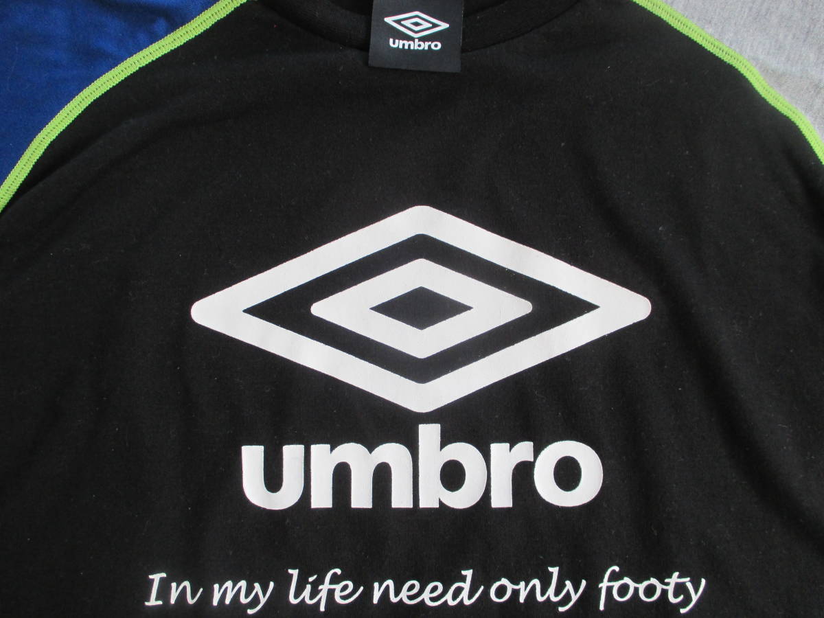  postage 180 jpy umbro short sleeves rug rank Lazy pattern switch design Logo Mark print T-shirt black 160 width of a garment 46cm Umbro 