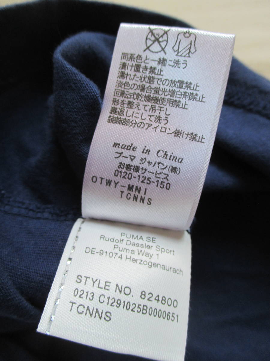  стоимость доставки 180 иен PUMA короткий рукав Logo Mark принт футболка темно-синий 160 ширина 46cm Puma 