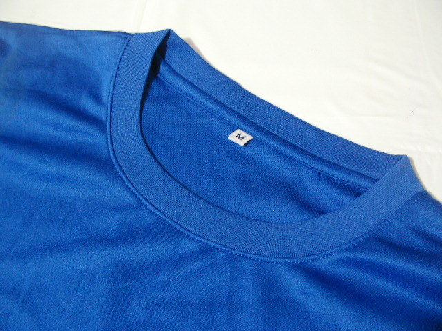 ssy4967 長袖 ■ ドライTシャツ ■ ブルー 無地 クルーネック スポーツ トレーニング Mサイズ_画像3