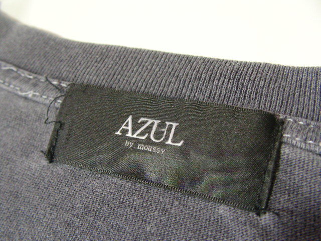 ssy4977 AZUL BY MOUSSY 半袖 Tシャツ グレー系 ■ フロントプリント ■ Vネック 胸ポケット Lサイズ アズールバイマウジー_画像8