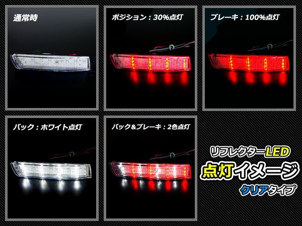 純正交換式 LEDリフレクター ムラーノ Z51 レッド＆ホワイト Z51 H20.9～H23.1 日産 リア エアロ テール ブレーキ バックランプ ライト_画像2