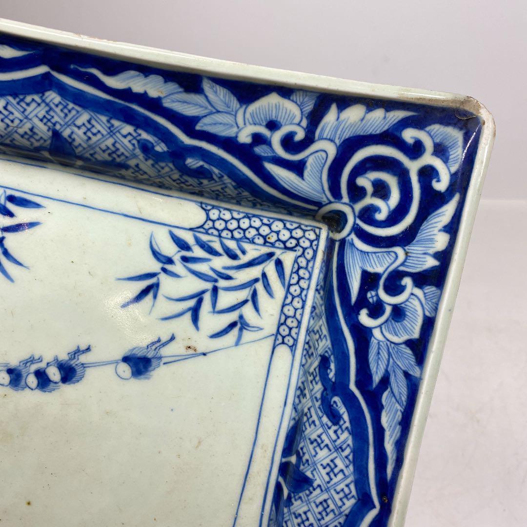 古伊万里 染付 角皿 25×25.8㎝ 西さ4-0721⑥ 古伊万里 染付 角皿 25×25.8㎝ 西さ4-0721⑥
