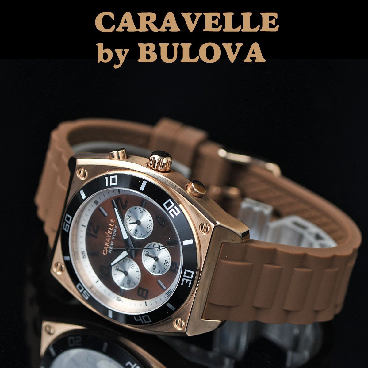 BULOVA CARAVELLE NEW YORK 深みあるブラウン＆ローズゴールド メンズ 腕時計 クロノグラフ 新品未使用 激レア日本未発売  ブローバ - esupport.vn