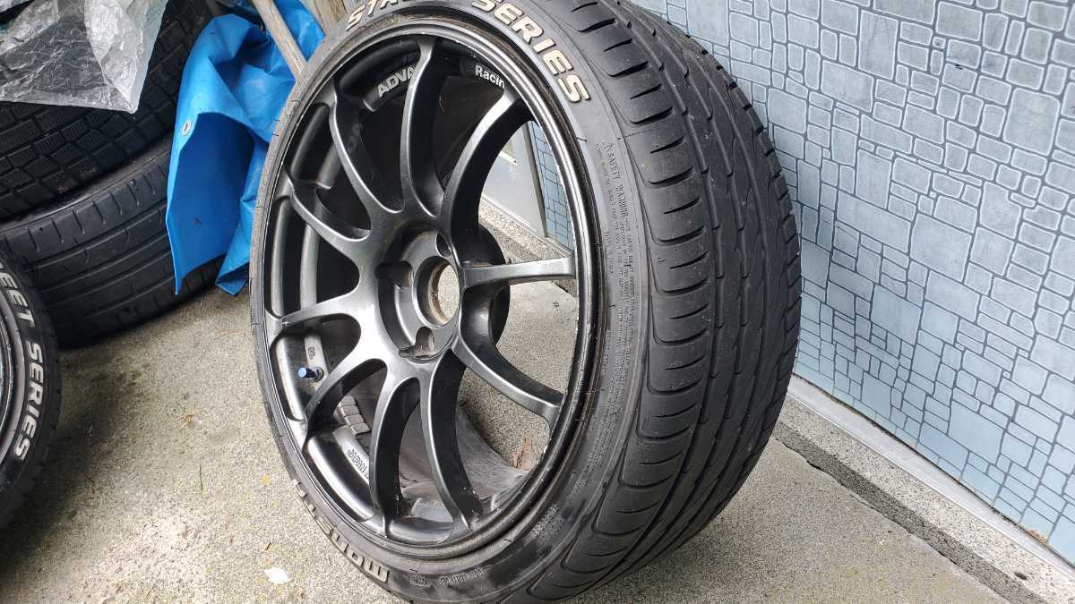 ホイール ADVAN RACING アドバン レーシング RZ ダークガンメタリック 17インチ 8j+35 4穴 4H 4本セット タイヤ付き 215/40/R17 バリ溝