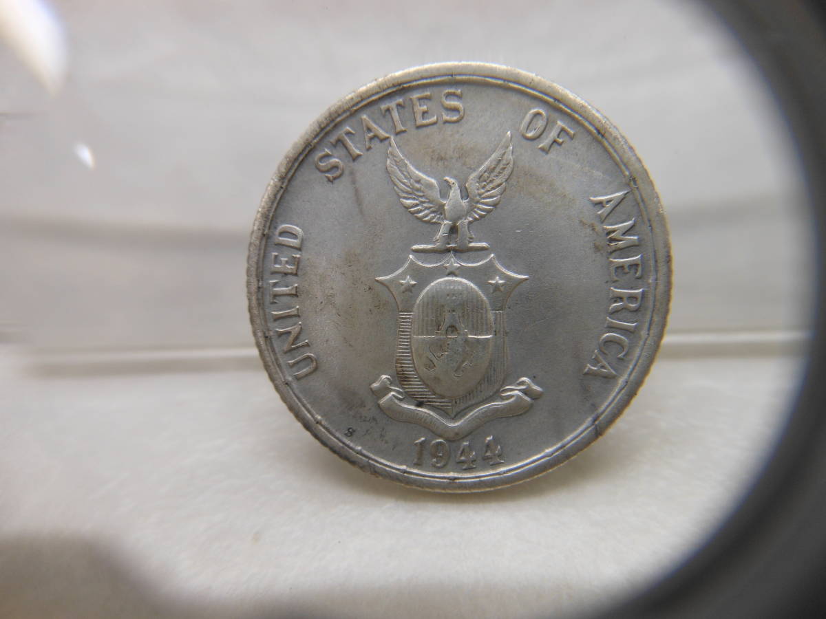 ★銀貨☆#10013A アメリカ領フィリピン 50センタボ銀貨 1944年 量目9.9ｇ 比重値9.00 外国銭_画像4
