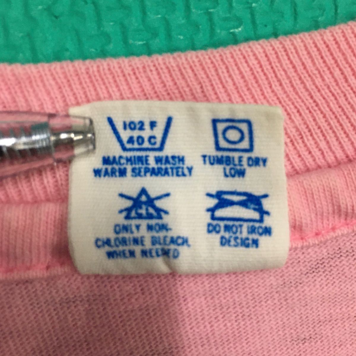 送料込 米国製 champion トリコタグ 80's 後期 ポケット付ききTシャツ Mサイズ ピンク made in usa USED チャンピオン アメカジ ビンテージの画像5