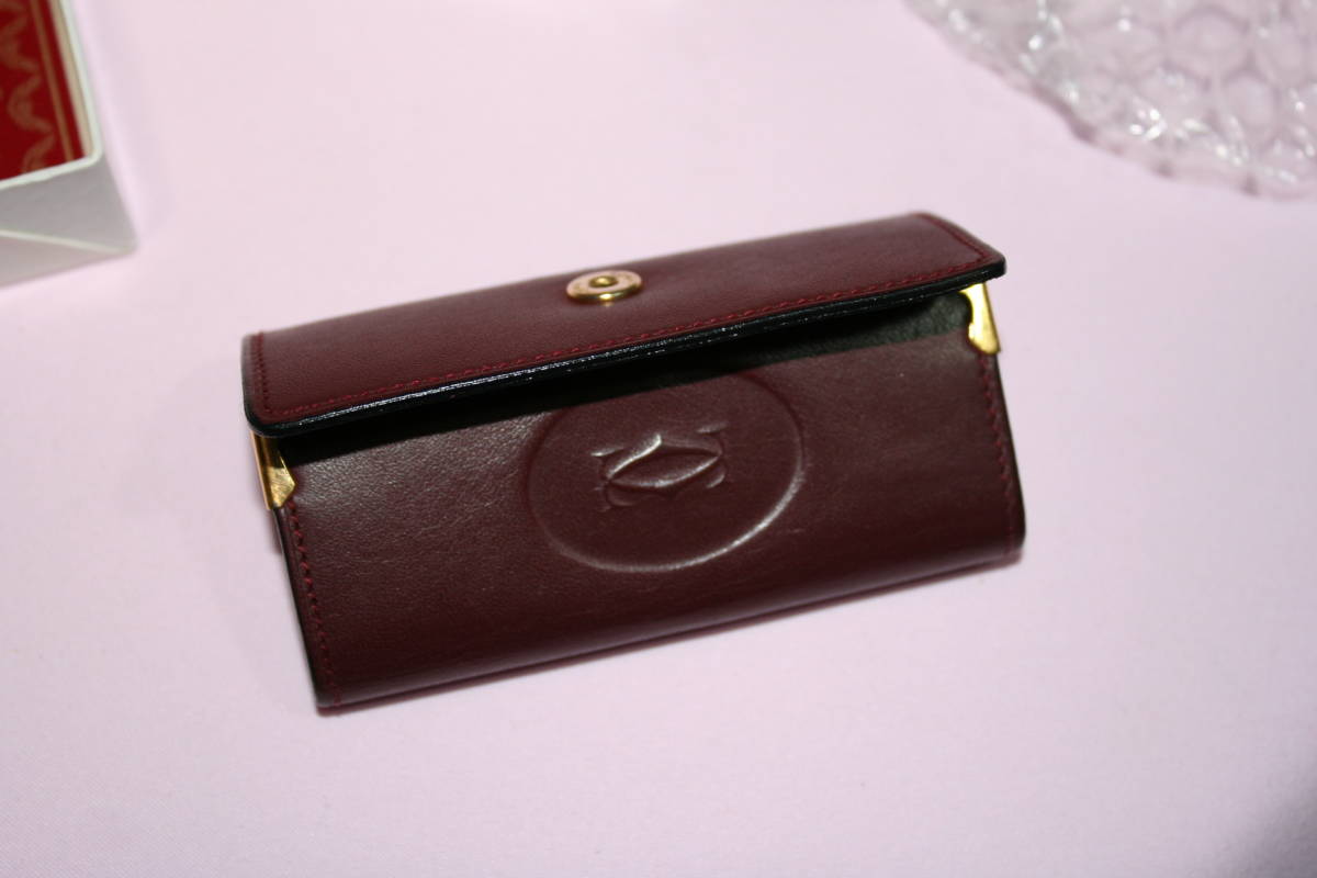  unused new goods Cartier Cartier Must line 4 ream key case bordeaux Gold metal fittings * guarantee card attaching 