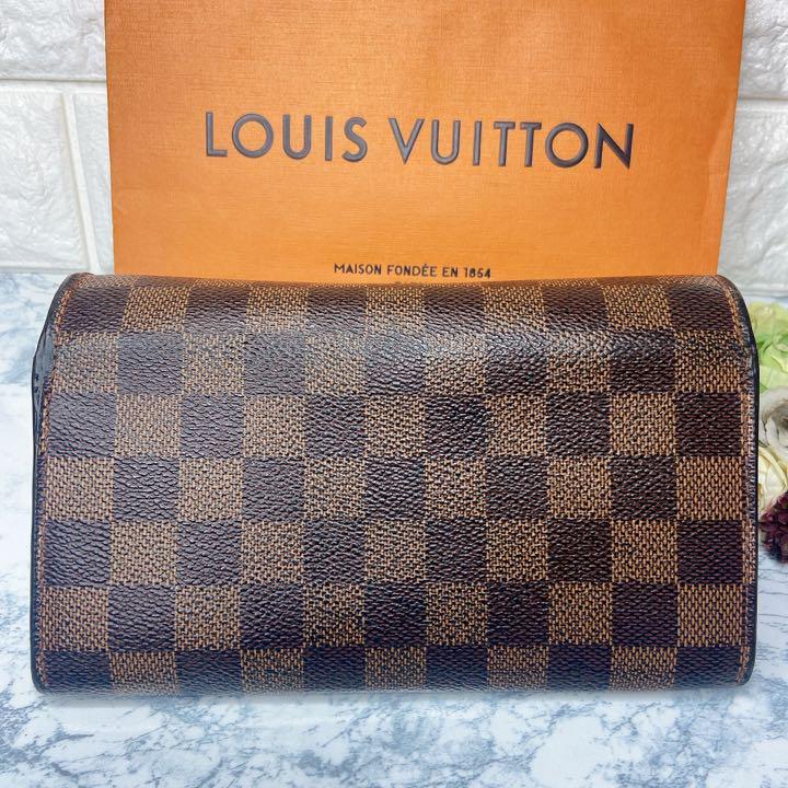 1円スタート！LOUIS VUITTON ルイヴィトン ポルトフォイユ ダミエ 2つ折り長財布_画像9