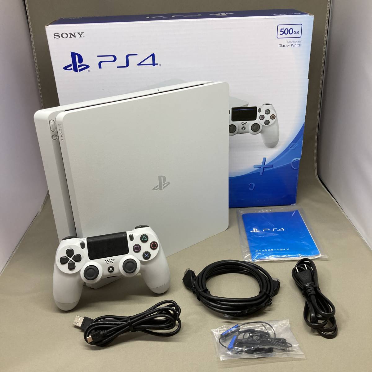動作品 PS4 CUH-2000AB02 500GB ホワイト プレステ4 SONY 本体 薄型 箱説付き PlayStation 1円スタート  売り切り