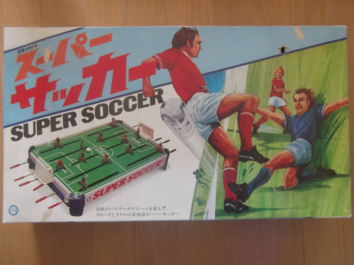  Epo k company super soccer ( box attaching ) SUPER SOCCER board game soccer record Showa Retro / tin plate beautiful goods / antique Vintage 