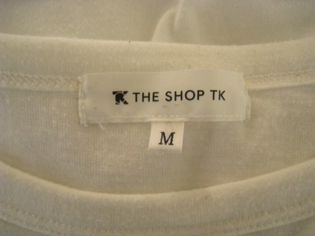 THE SHOP TK The shop tea ke- world tops T-shirt long sleeve long T ound-necked print glasses white white M size 