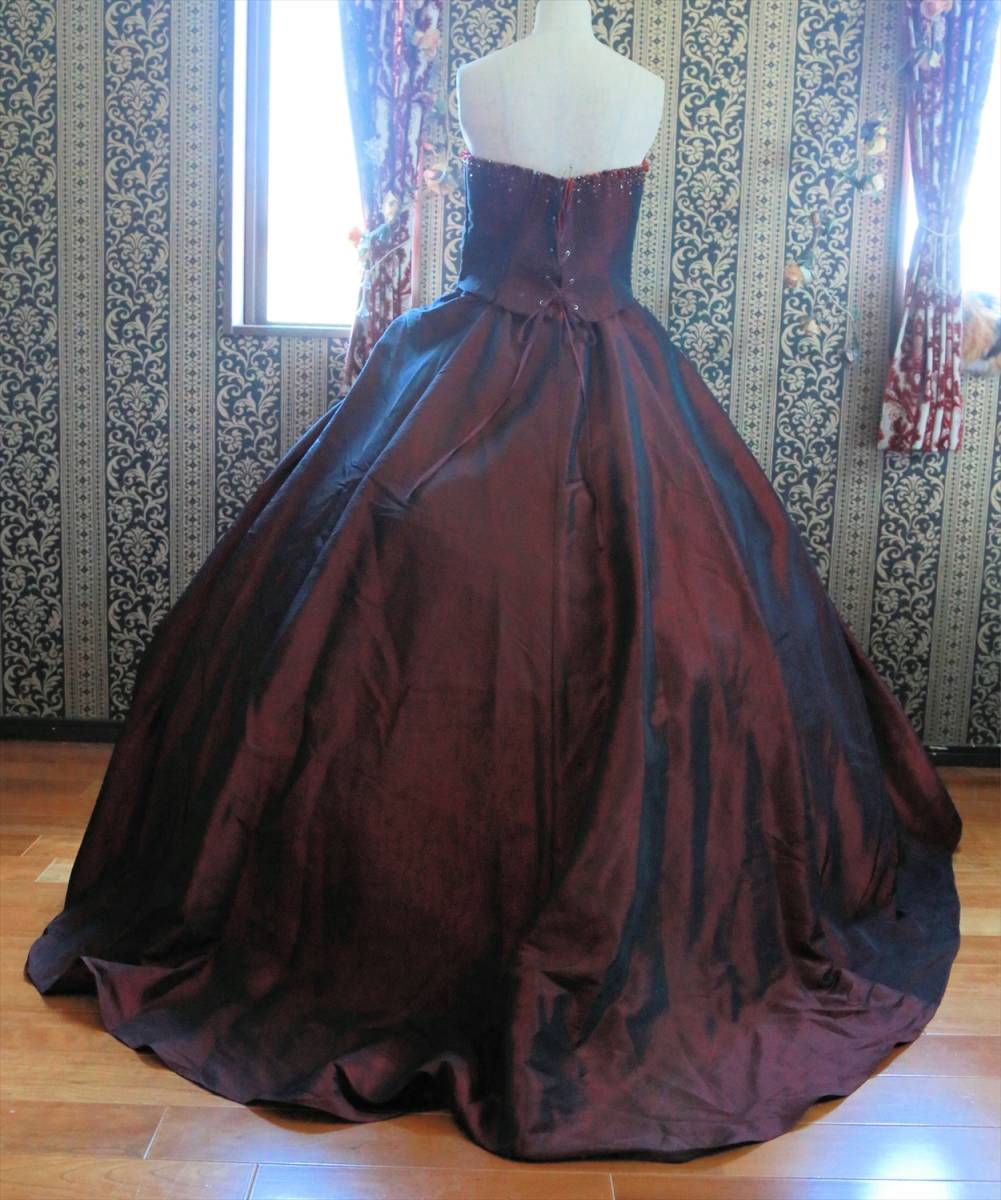  rare large size high class wedding dress 15 number 17 number 19 number 3L~5L size compilation up adjustment possibility bordeaux color dress 