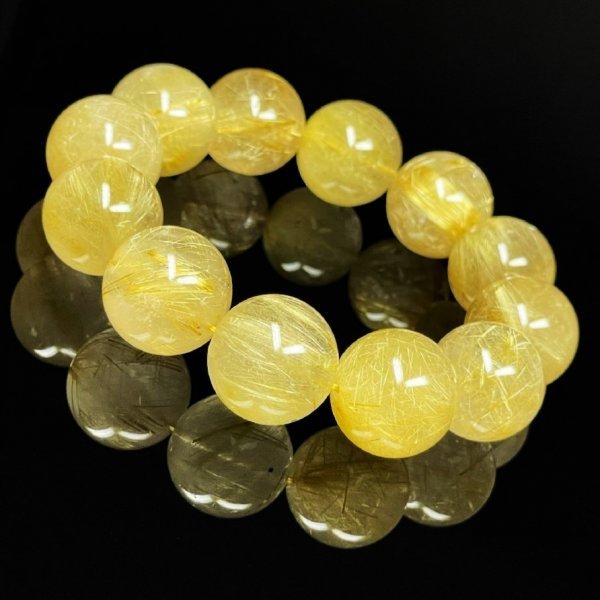 とにかくデカい!!黄金針水晶 ゴールド タイチンルチル ブレスレット