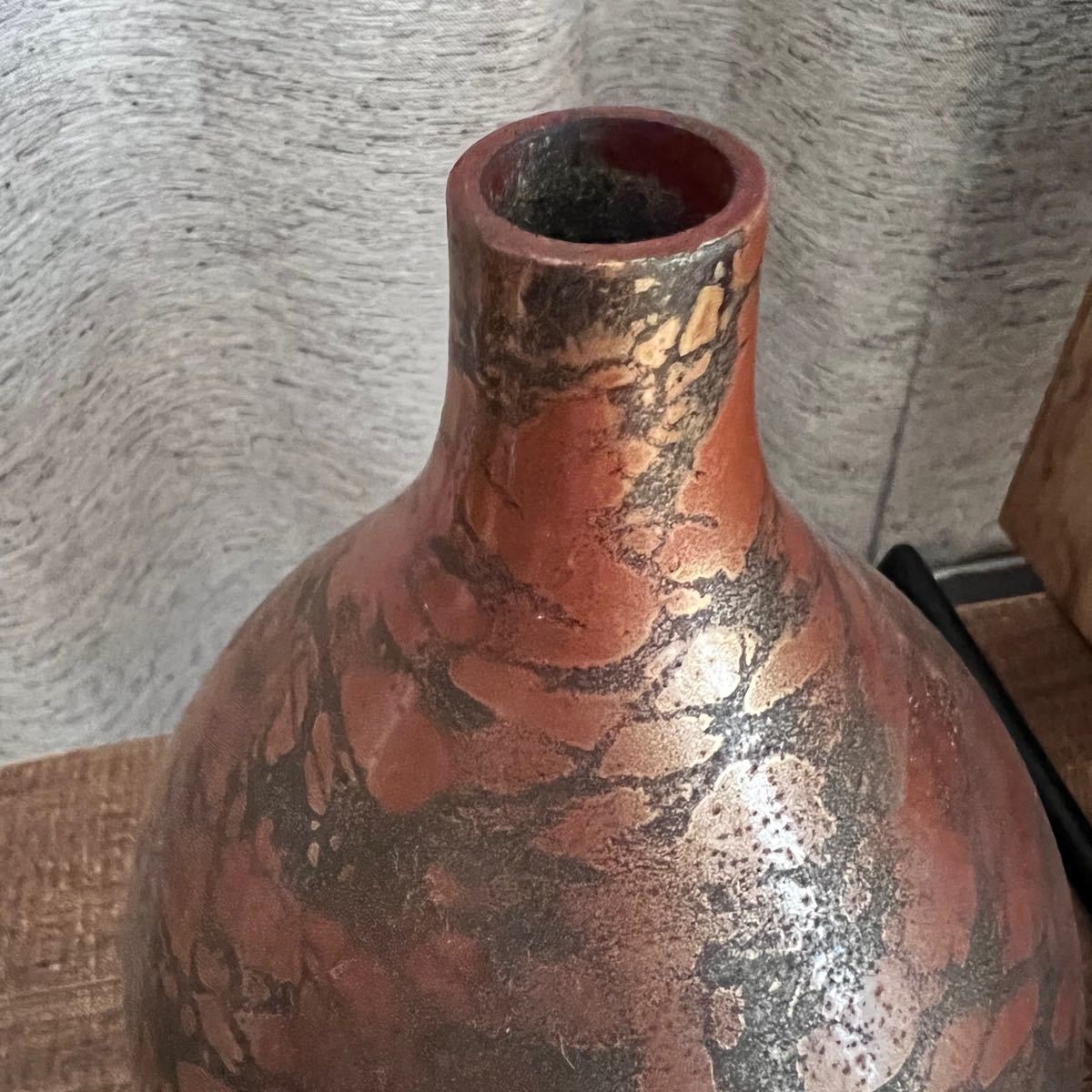 長期保管未使用品　銅器　青銅一輪挿し　作家作品　花瓶　フラワーベース　松崎福三郎　 高岡銅器 骨董品