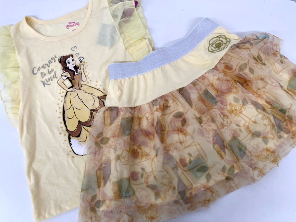  new goods # Disney Beauty and the Beast bell girl short sleeves shirt skirt 2 point set 6/6 -years old 120 *
