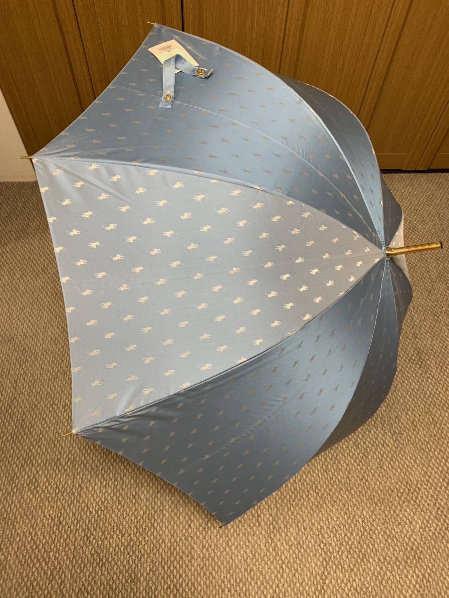 ラルフローレン　UVカット加工　雨傘　60センチ　水色