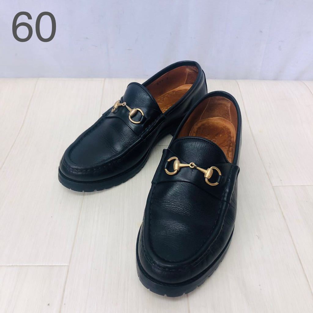 BG14 GUCCI グッチ レディース ビットローファー ブラック レザー 37 1