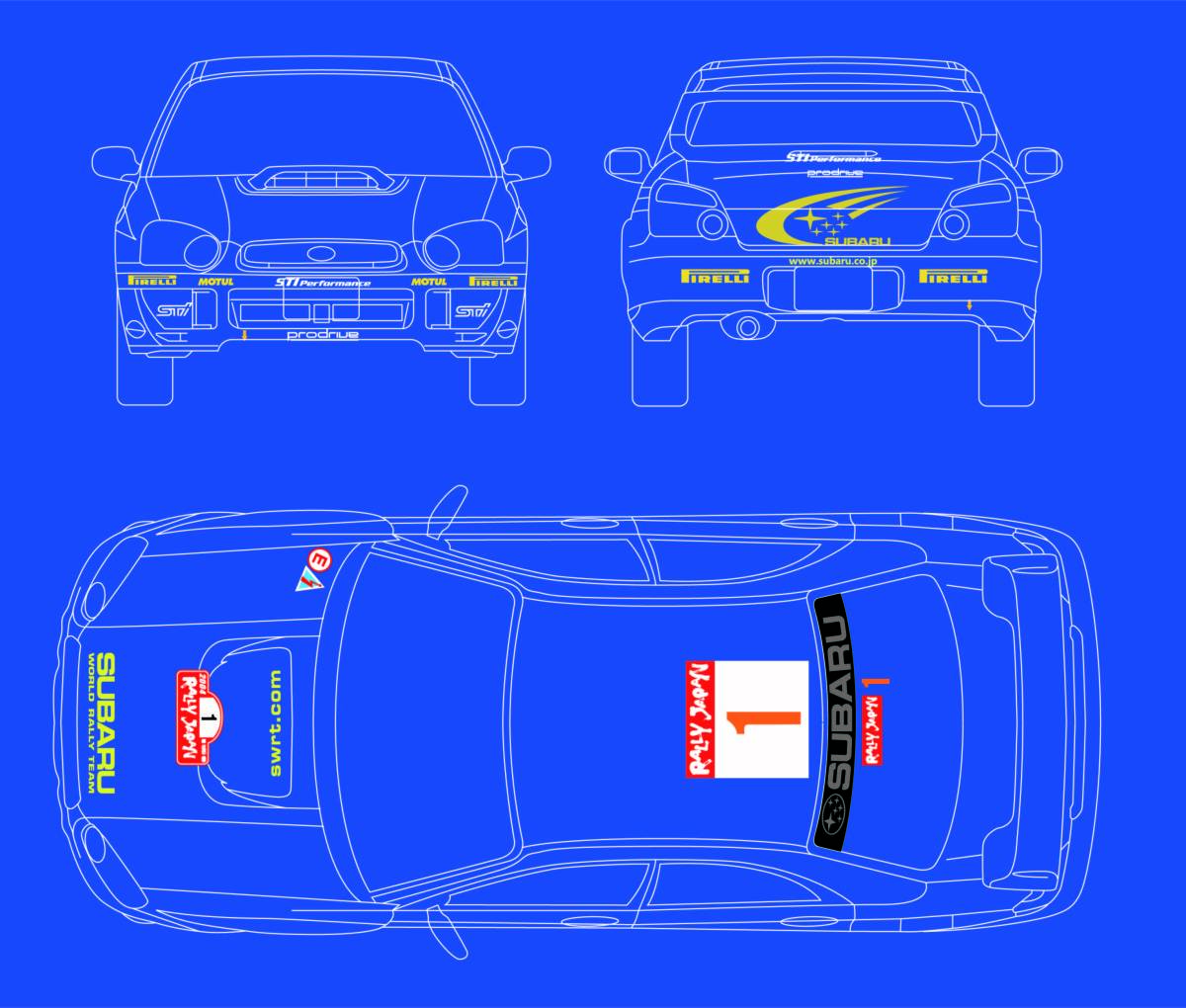 WRC 2004 RALLY JAPAN SUBARU GDBレプリカステッカー　一式 (2004年　ラリージャパン　ソルベルグ）
