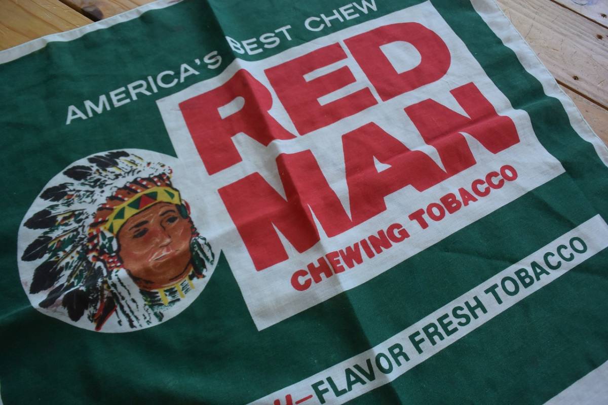 送料無料 Vintage RED MAN Chewing Tobacco バンダナ Made in USA タバコ 企業プリント ハンカチ アメリカ仕入れ 雑貨 ヴィンテージ A0355の画像5