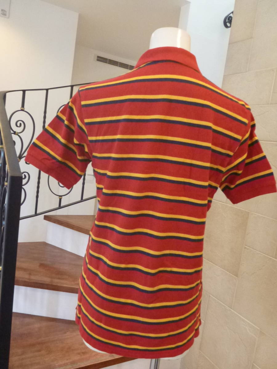  прекрасный товар Polo Ralph Lauren * мужской na кроме красный × темно-синий × желтый рубашка-поло с коротким рукавом 160 XS соответствует 
