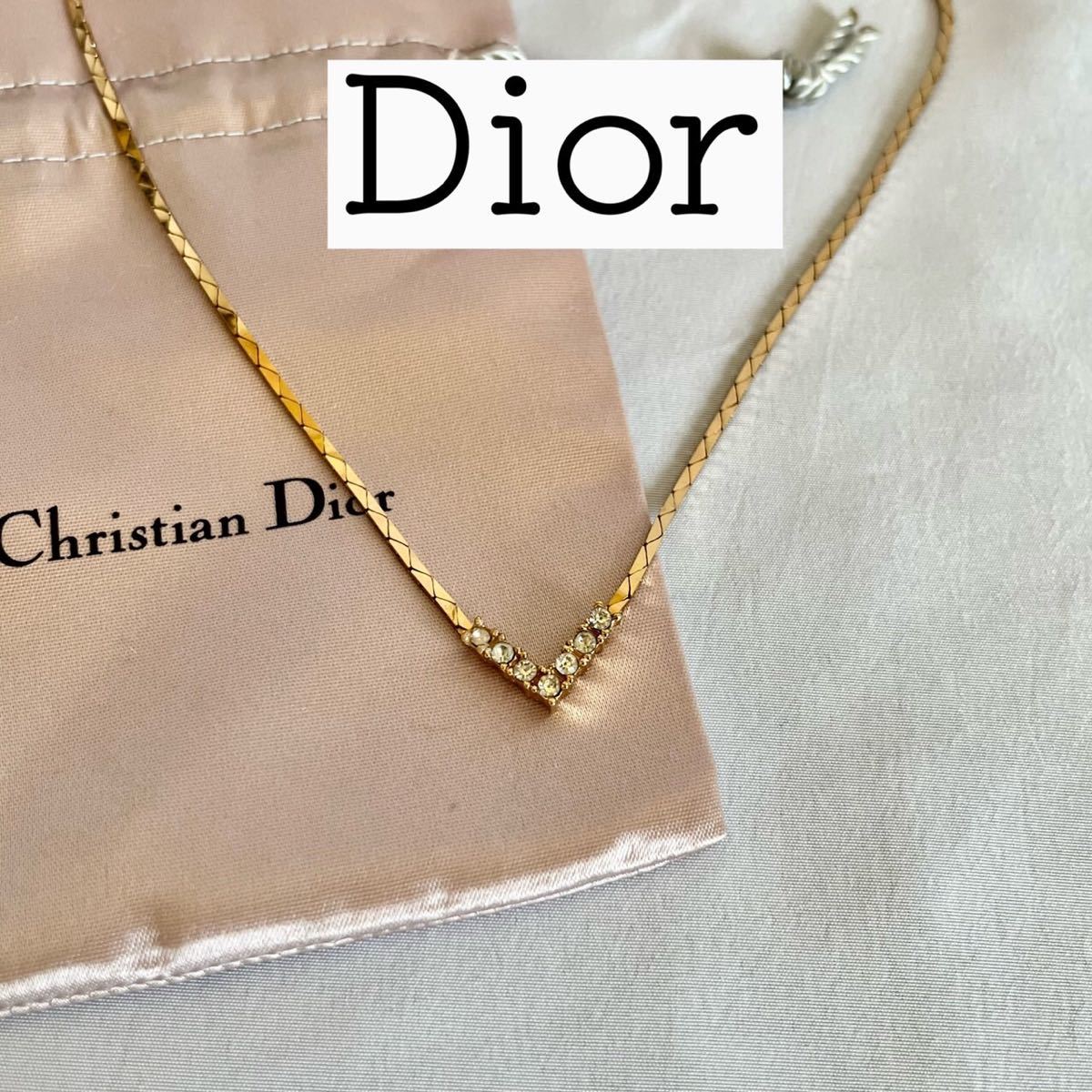 激安】ディオール ネックレス ラインストーン Dior ゴールド 石