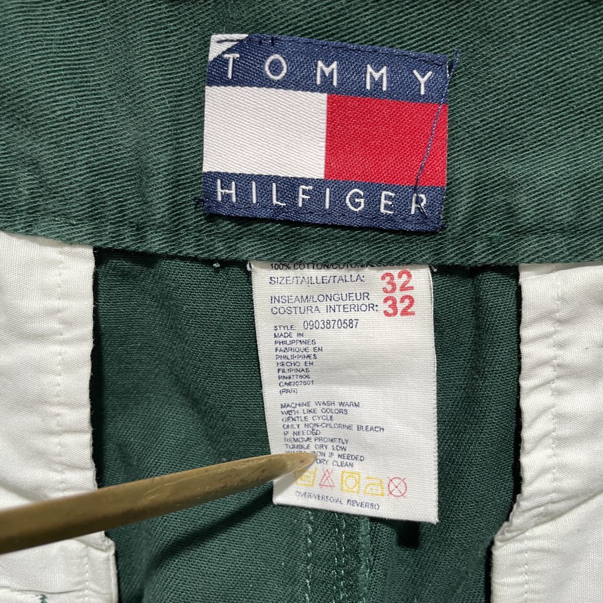 90s Tommy hilfiger トミーヒルフィガー カラーチノパンツ 緑(ボトムス 
