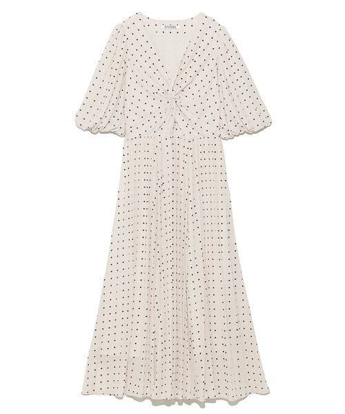 SNIDEL*Sustainable chiffon twist pleat One-piece maxi One-piece Snidel dot pattern beige short sleeves long One-piece beautiful goods 