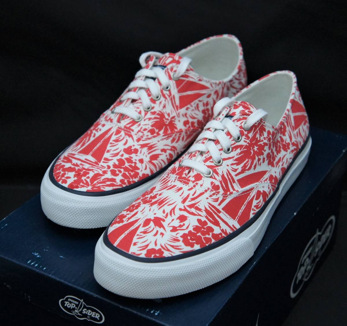 SALE！【新品】US8 26cm SPERRY TOP-SIDER スペリー トップサイダー CLOUD CVO JNGL PRNT RED キャンバスオックスフォード 3_画像4