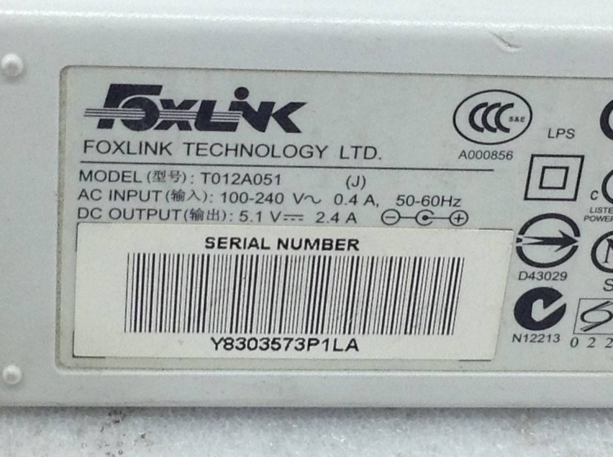 P-1682 FOXLINK 製 T012A051 仕様 5.1V 2.4A　ACアダプター　即決品_画像3