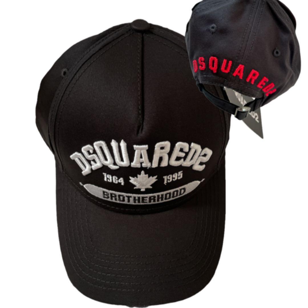 DSQUARED2 ディースクエアード キャップ ブラック 赤白 刺繍 メンズ